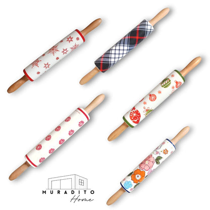 MURADITOHOME Holiday Christmas Rolling Pin 18.25 inch