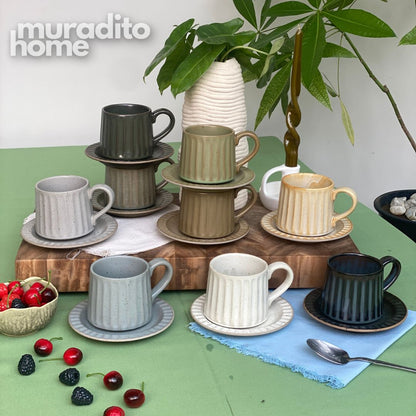 MURADITOHOME Kivra Stoneware Cup and Saucer Collection