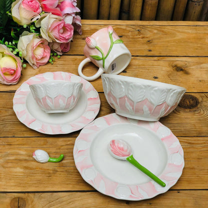 Maria Pink Ceramic Dinnerware Plate Collection