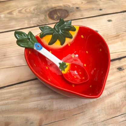 Fruit Ceramic Cereal Bowl with Teaspoon