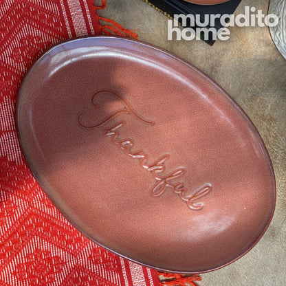 MURADITOHOME Thankful Serving Plate 12x8.25 inches