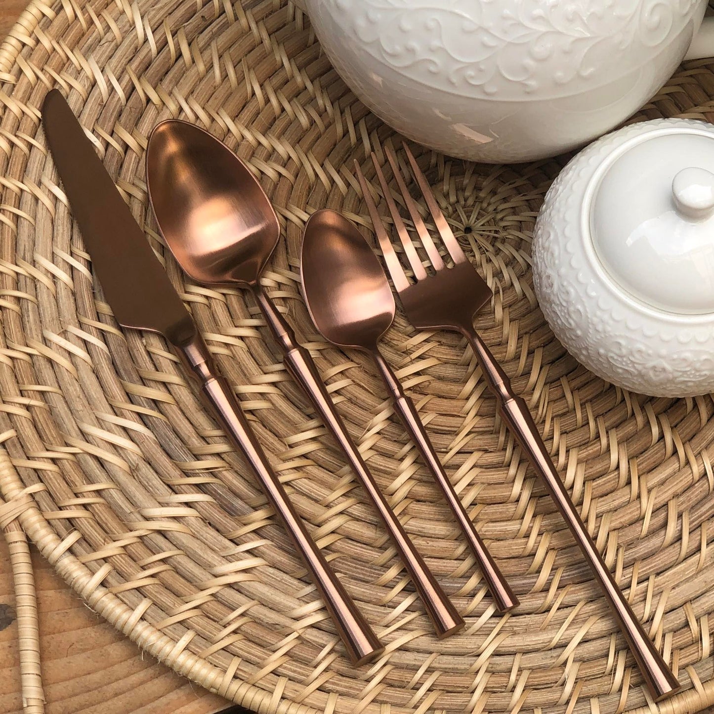 Claudette 4 pcs Matte Polish Cutlery Set ( Spoon, Fork, Knife & Teaspoon )