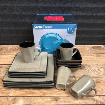 Olivia 16 Piece Set Fine Stoneware Plate