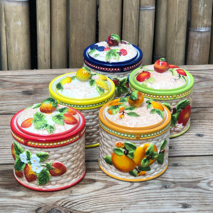 Fruit Ceramic Cannister Colorful 4x4.5 inch