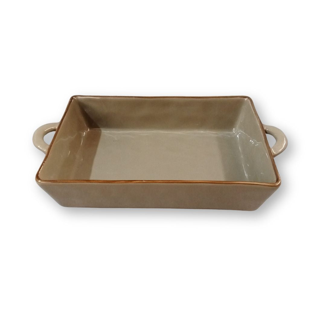 Ceramic Serving Dish with Handle 15x8x3 inches