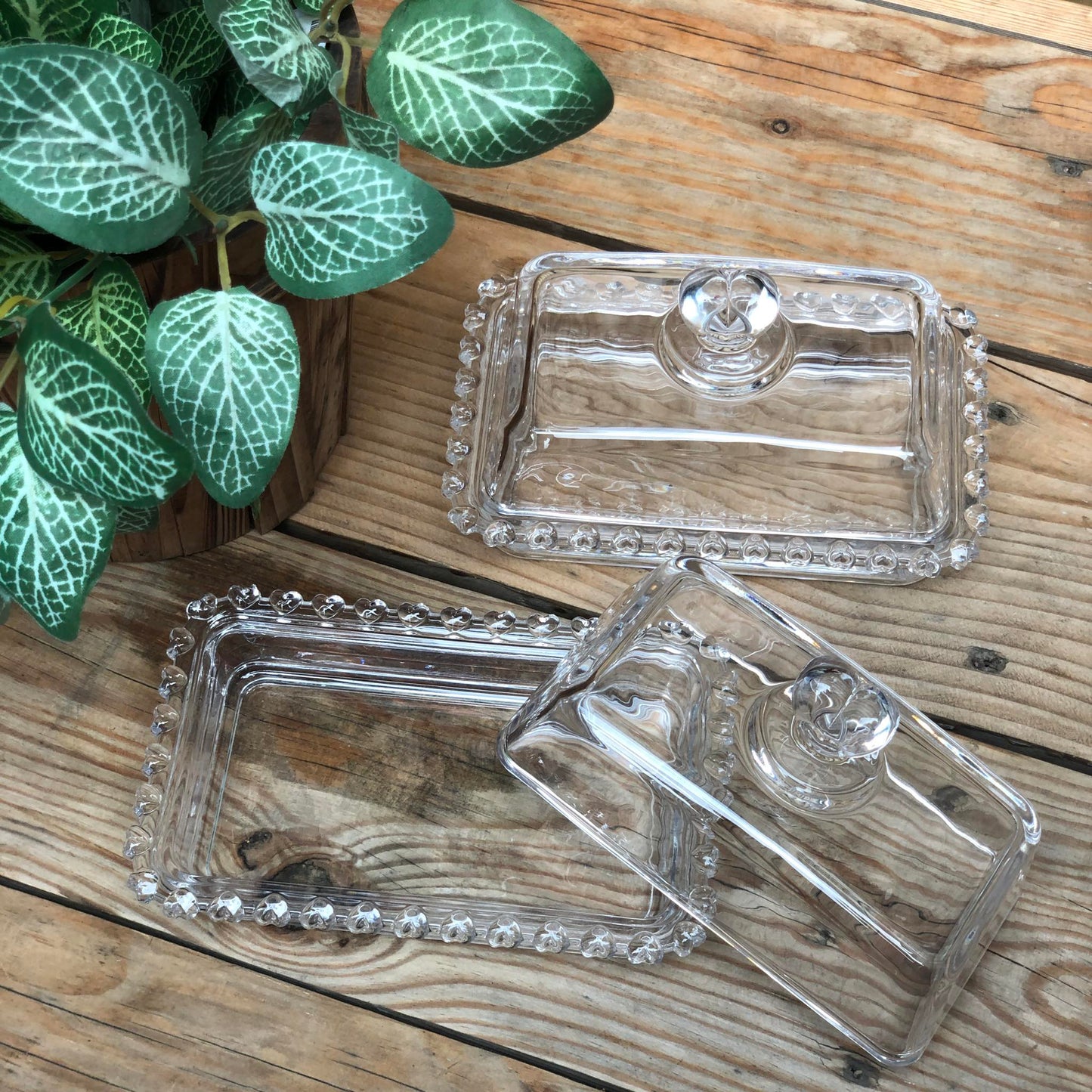 Glass Butter Tray with Box 6.5x4x4 inch