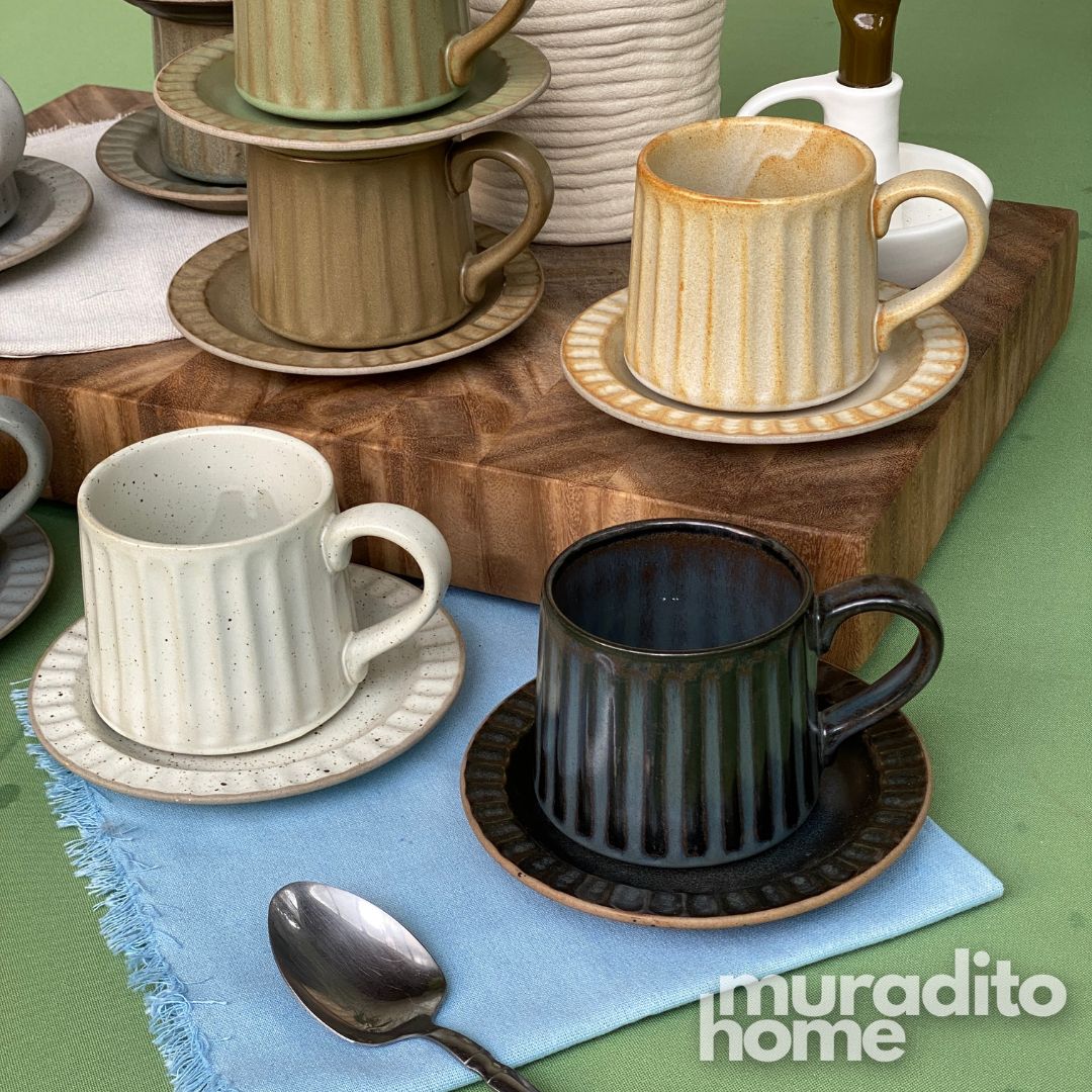 MURADITOHOME Kivra Stoneware Cup and Saucer Collection