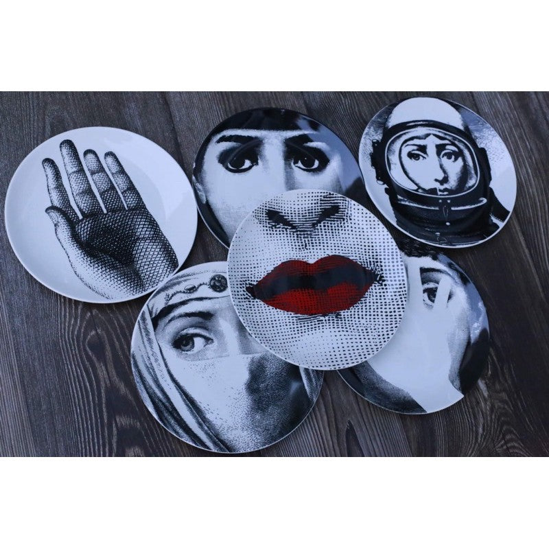 Fornasetti plates porcelain Plate salad plate 8" and 10" Black and white w/hook Batch 1