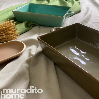 Ceramic Serving Dish with Handle 15x8x3 inches