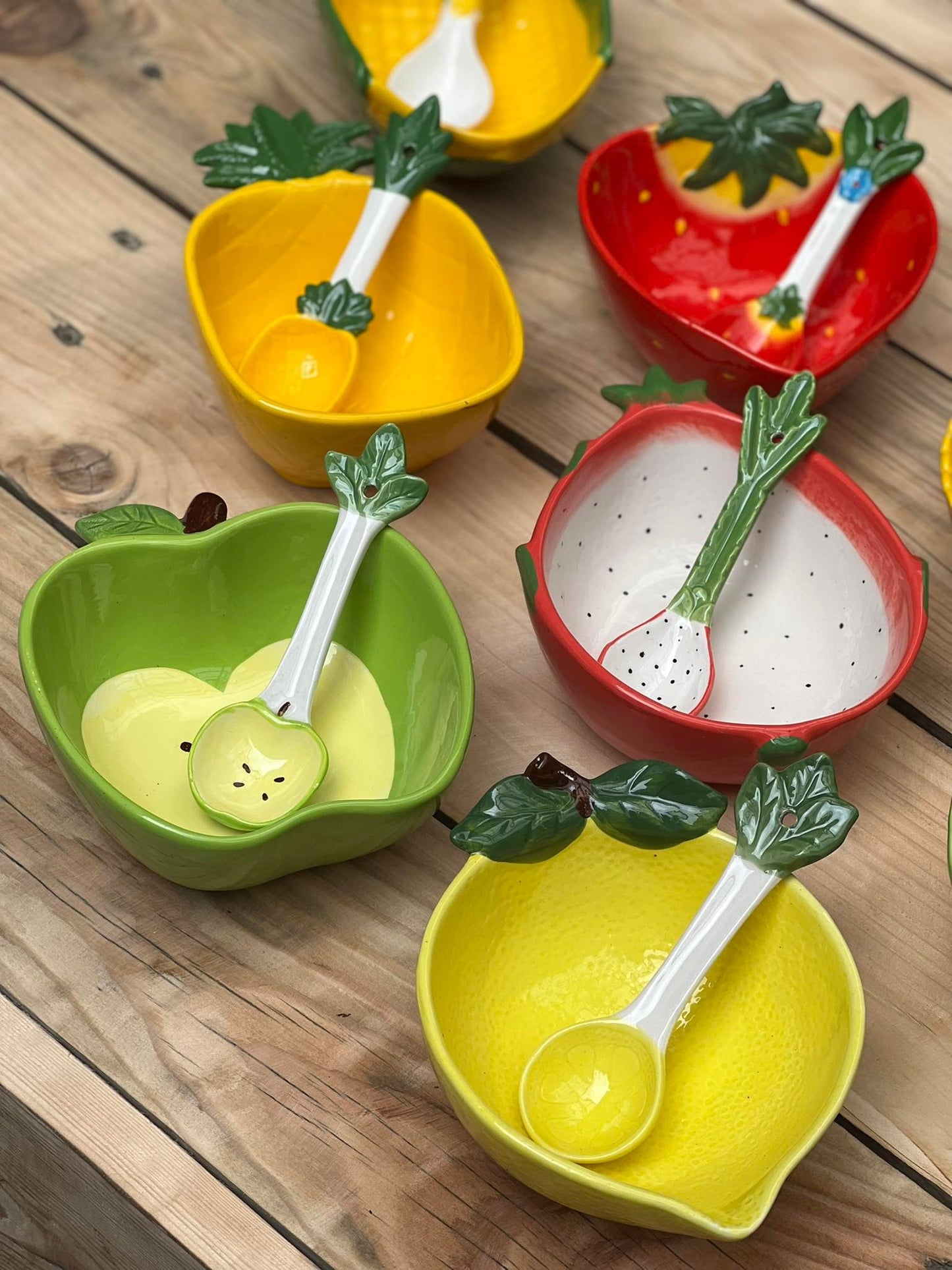 Fruit Ceramic Cereal Bowl with Teaspoon