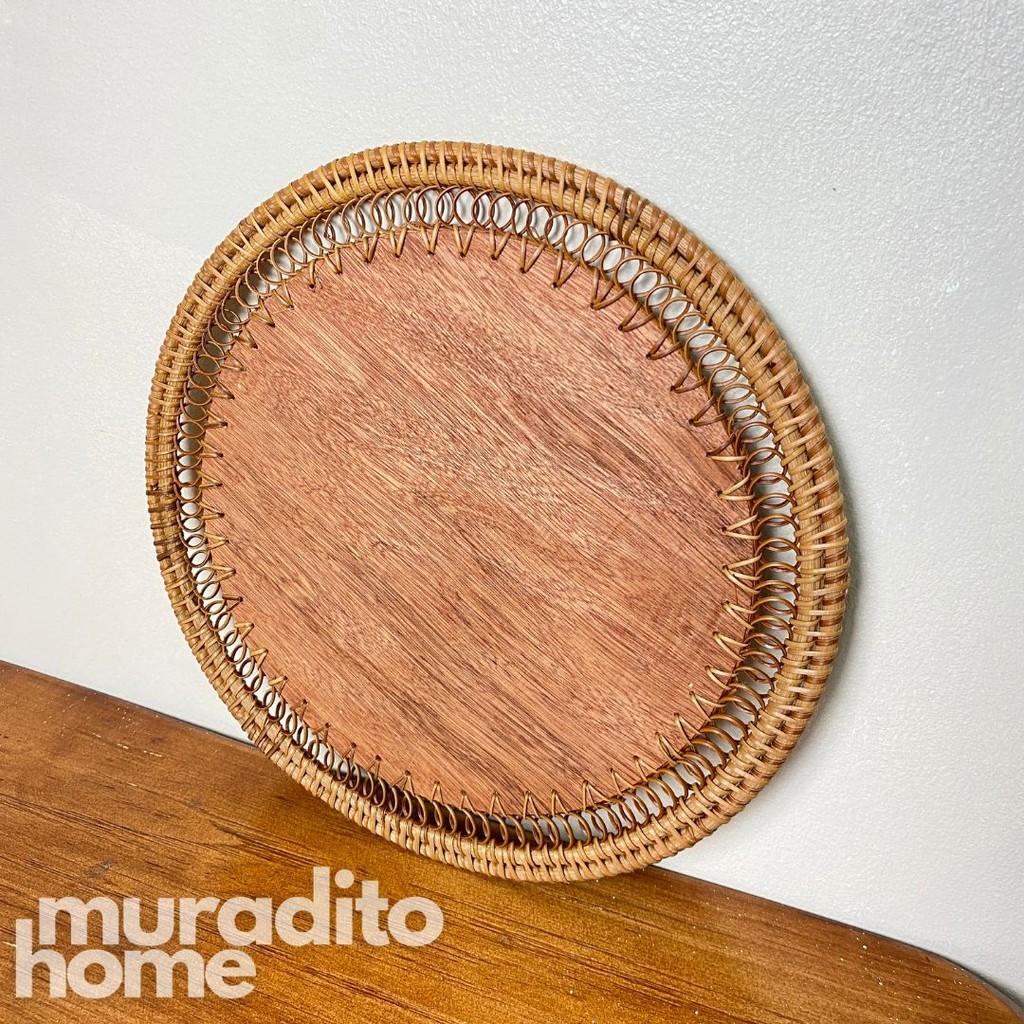 MURADITOHOME Luntian Rattan Placemat With Wood 13.5"