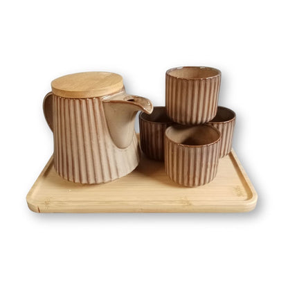 MURADITOHOME Chamoti Teapot Set 800 ml and 4 Cups 200 ml