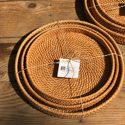 MURADITOHOME Rattan Tray ( set of 3)  11,9.25,8.5 inches