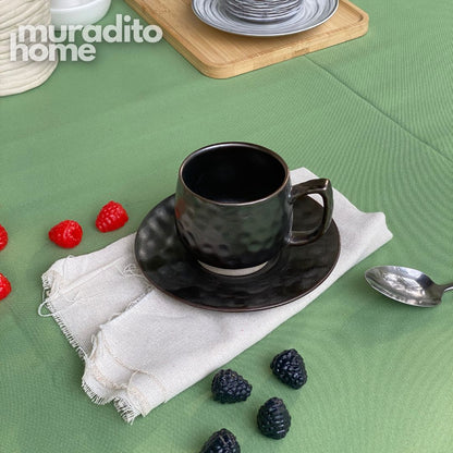 MURADITOHOME Torno Glaze Stoneware Cup and Saucer