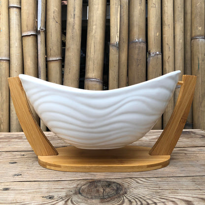 Ceramicware Salad Bowl with Wooden Stand Holder 11 inch