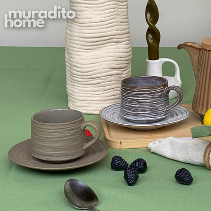 MURADITOHOME Lunava and Glazure Ceramic Cup and Saucer 250 ml