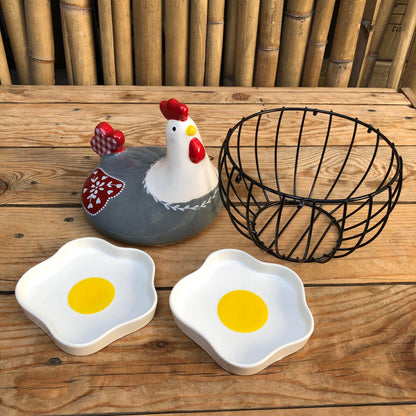 Hen Egg Container & Egg Shape Dessert Plate Collection