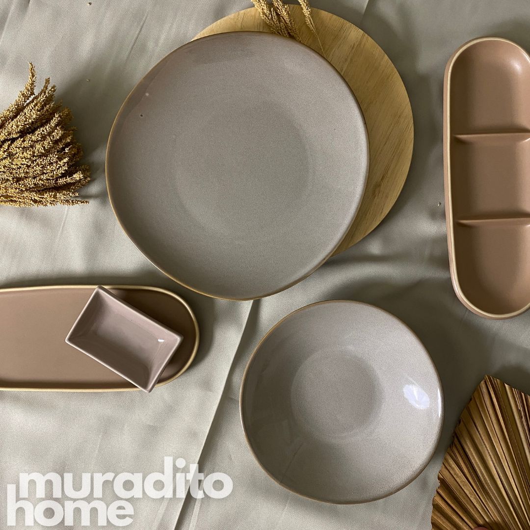 Stoneware Salad Bowl & Dinner Plate 8.7-11.5 inches