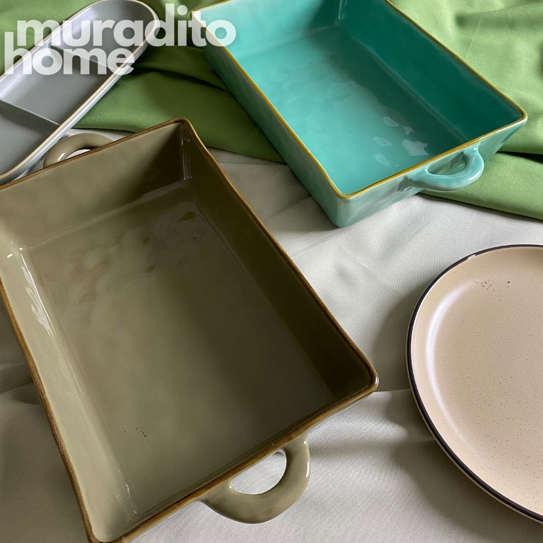 Ceramic Serving Dish with Handle 15x8x3 inches