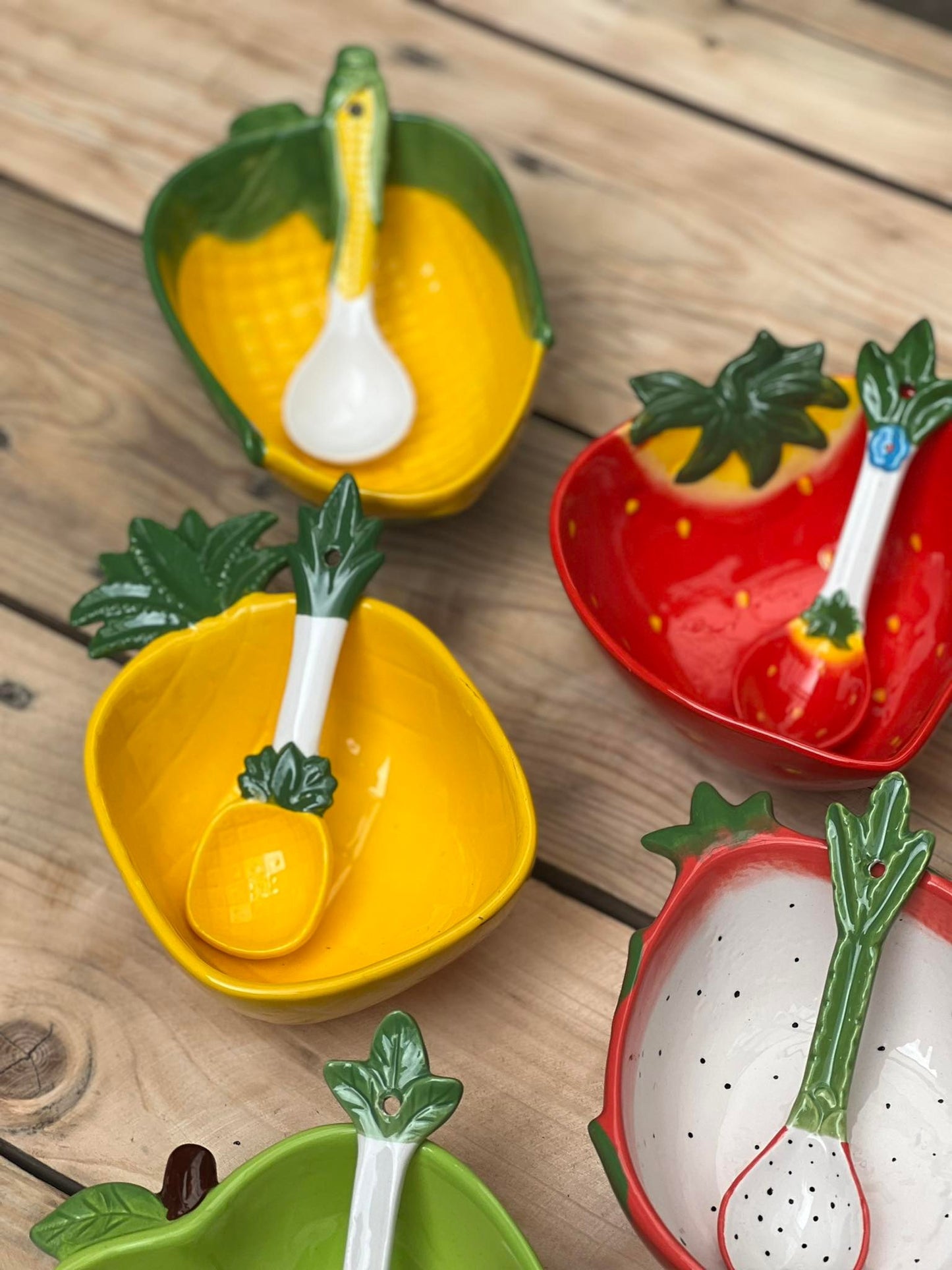 Fruit Ceramic Cereal Bowl with Teaspoon