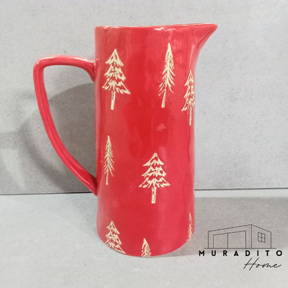 MURADITOHOME Red Embossed Christmas Ceramic Plates