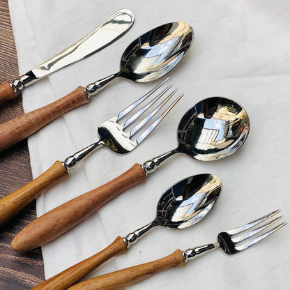 Doris 6 pcs Stainless Wooden Handle Cutlery Set