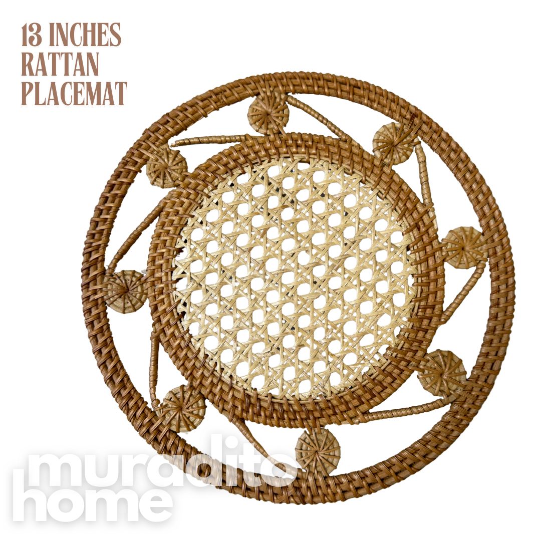 MURADITOHOME Mayumi & Mutya Local Rattan Placemats 13 inches Native