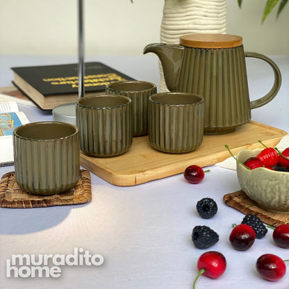 MURADITOHOME Tavari Teapot Set 800 ml and 4 Cuos 200 ml
