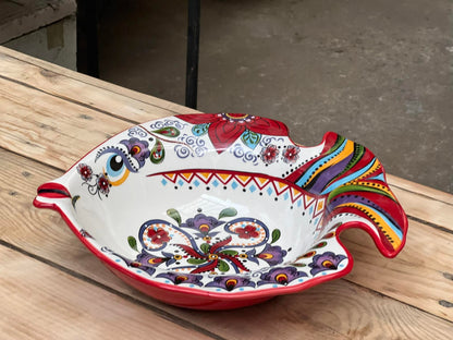 Red Fish Morrocan Printed Serving Bowl & Tray