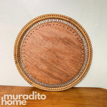 MURADITOHOME Luntian Rattan Placemat With Wood 13.5"