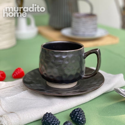 MURADITOHOME Torno Glaze Stoneware Cup and Saucer