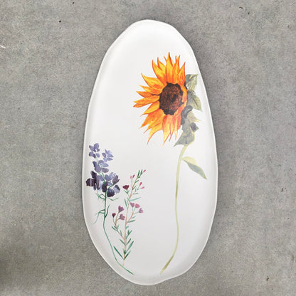 MURADITOHOME Sunflower Oval Serving Plate 18.5x9.5 inch