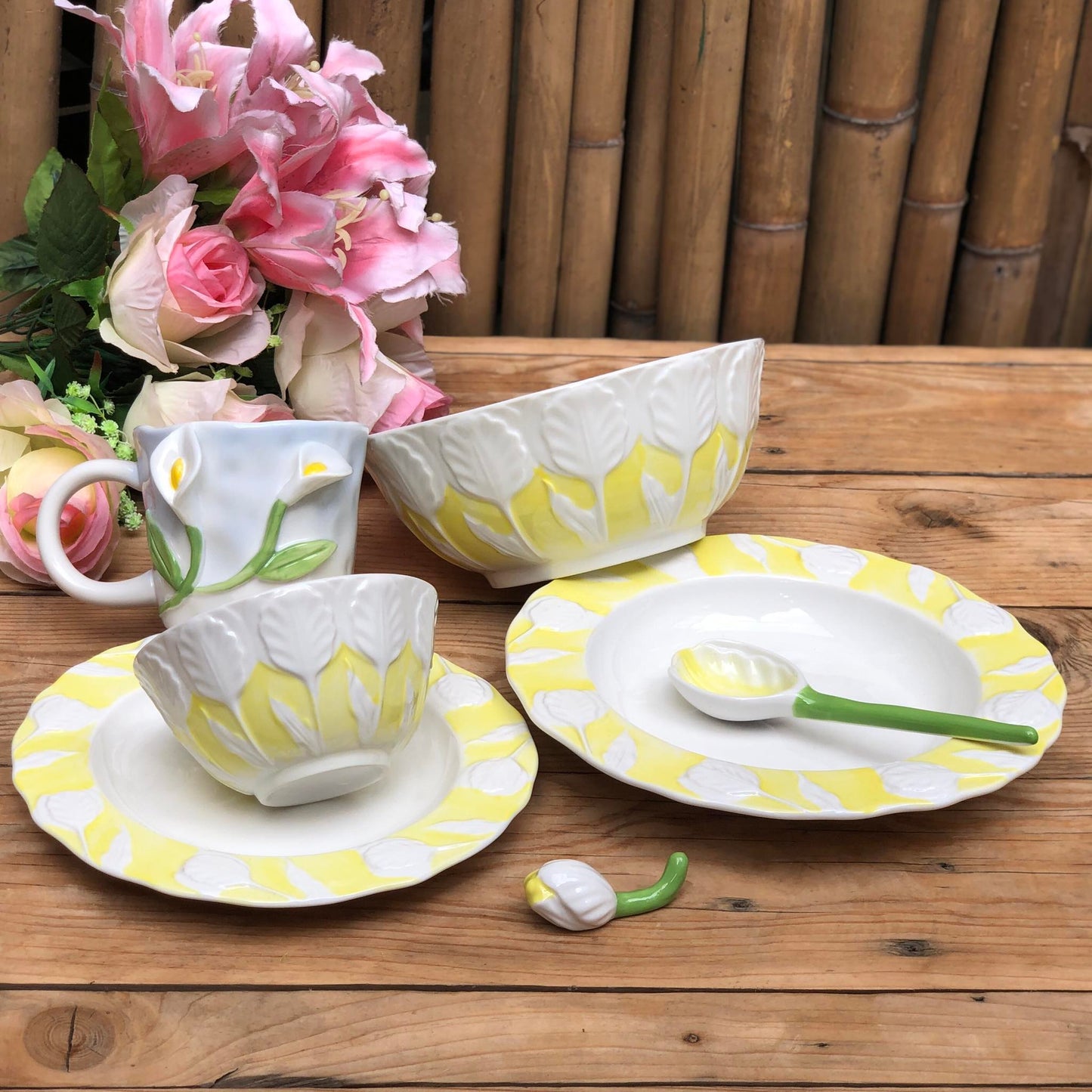 Maria Yellow Ceramic Dinnerware Collection