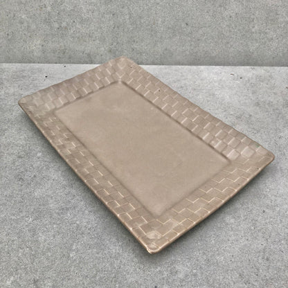MURADITOHOME Checkered Grey Rectangular Plate 12.5x8 inch