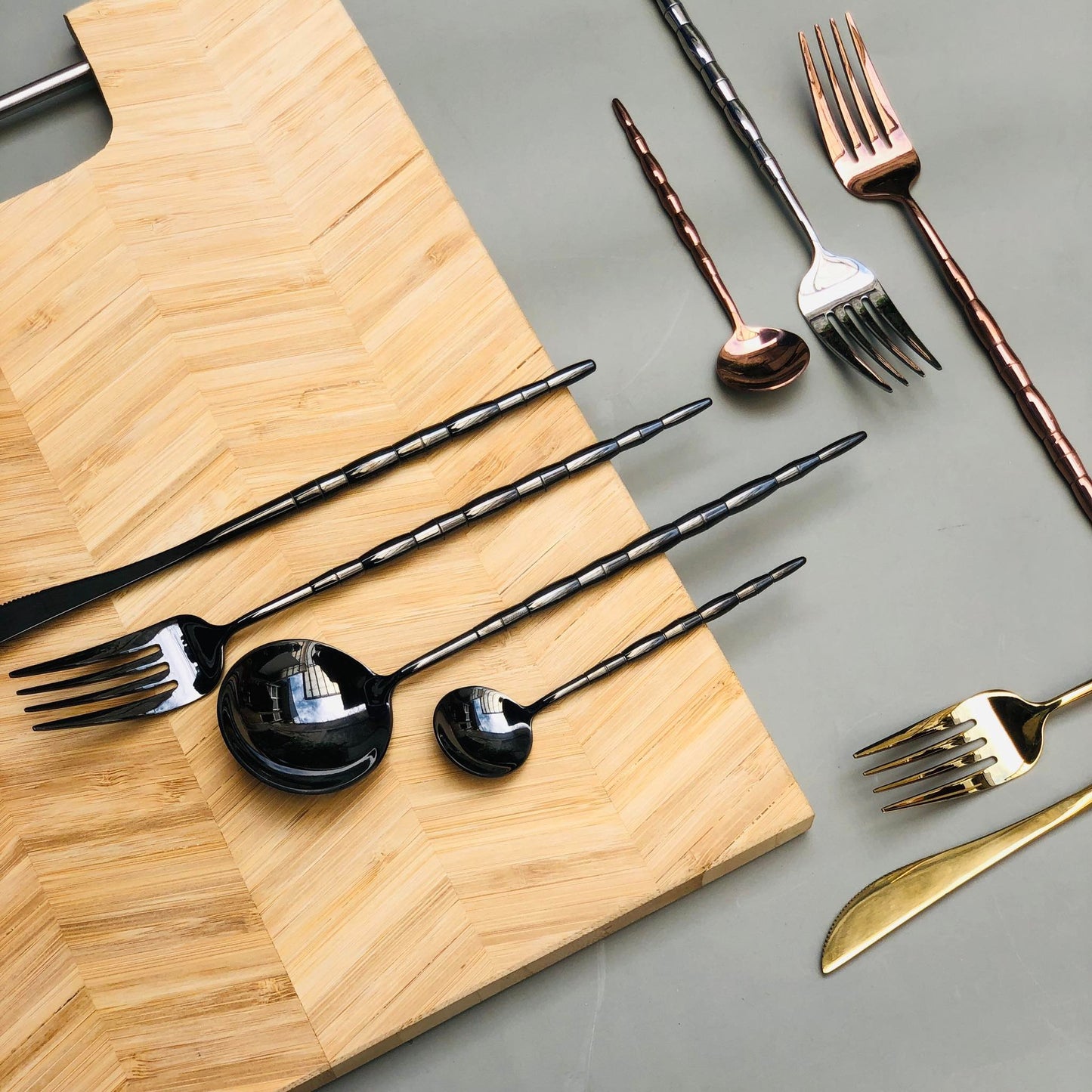Lucille 4 pcs Matte Polish Cutlery Set ( Spoon, Fork, Knife & Teaspoon )