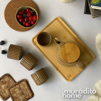 MURADITOHOME Chamoti Teapot Set 800 ml and 4 Cups 200 ml