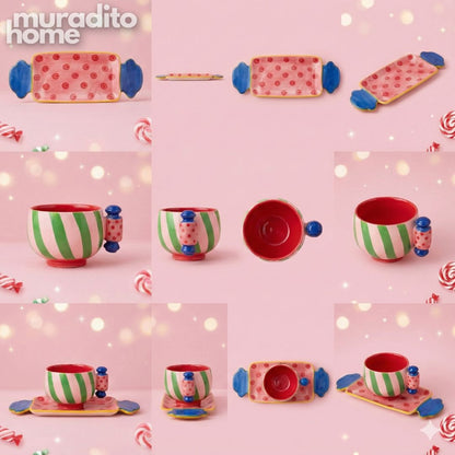 MURADITOHOME Caramella Ceramic Serving Tray and Mug Collection