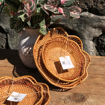 MURADITOHOME Rattan Lady Round ( set of 2)  9.75,8 inches