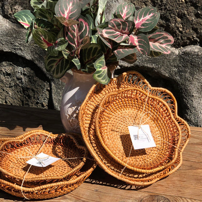 MURADITOHOME Rattan Lady Round ( set of 2)  9.75,8 inches