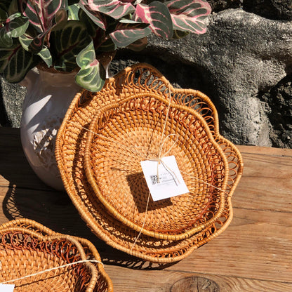 MURADITOHOME Rattan Lady Round ( set of 2)  9.75,8 inches