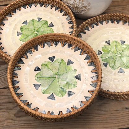 MURADITOHOME Mother of Pearl Round Tray Set of 3 (10.5,8.5,8 inch)