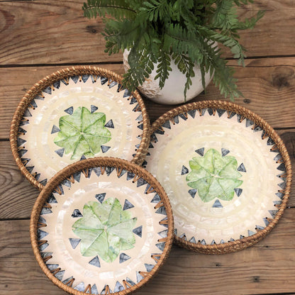 MURADITOHOME Mother of Pearl Round Tray Set of 3 (10.5,8.5,8 inch)