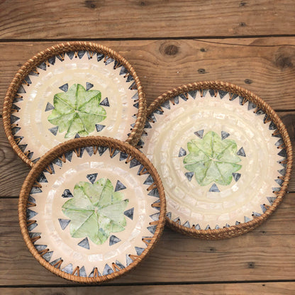 MURADITOHOME Mother of Pearl Round Tray Set of 3 (10.5,8.5,8 inch)