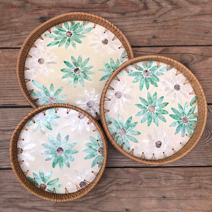MURADITOHOME Mother of Pearl Round Tray Set of 3 (10.5,8.75,8 inch) Batch 3