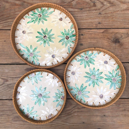 MURADITOHOME Mother of Pearl Round Tray Set of 3 (10.5,8.75,8 inch) Batch 3