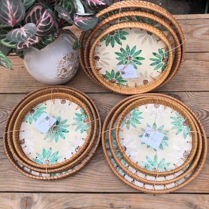 MURADITOHOME Mother of Pearl Round Tray Set of 3 (10.5,8.75,8 inch) Batch 3