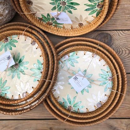 MURADITOHOME Mother of Pearl Round Tray Set of 3 (10.5,8.75,8 inch) Batch 3