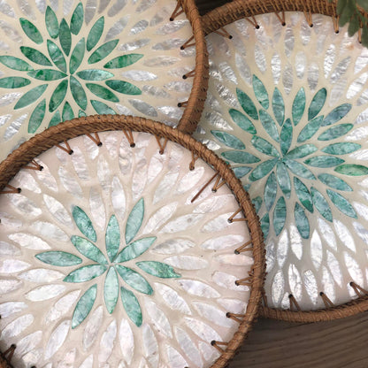 MURADITOHOME Mother of Pearl Round Tray Set of 3 (10.5,8.75,8 inch ) Batch 4