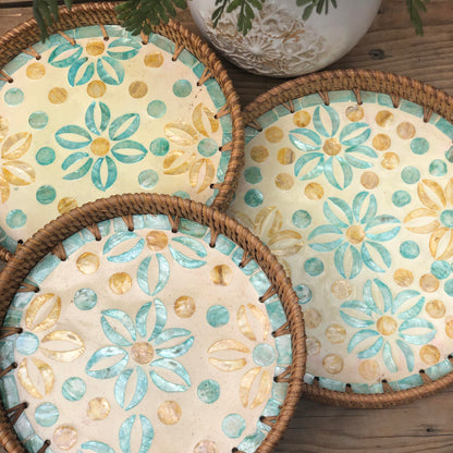 MURADITOHOME Mother of Pearl Round Tray Set of 3 (10.5,8.75,8 inch) Batch 5