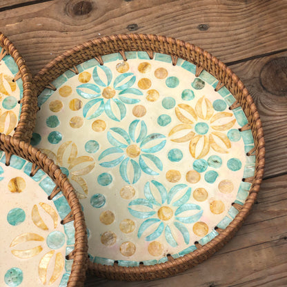 MURADITOHOME Mother of Pearl Round Tray Set of 3 (10.5,8.75,8 inch) Batch 5
